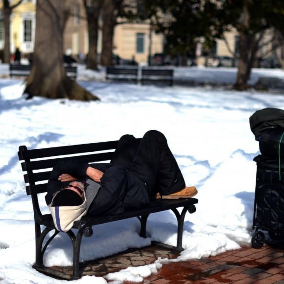 homeless sleeping outside